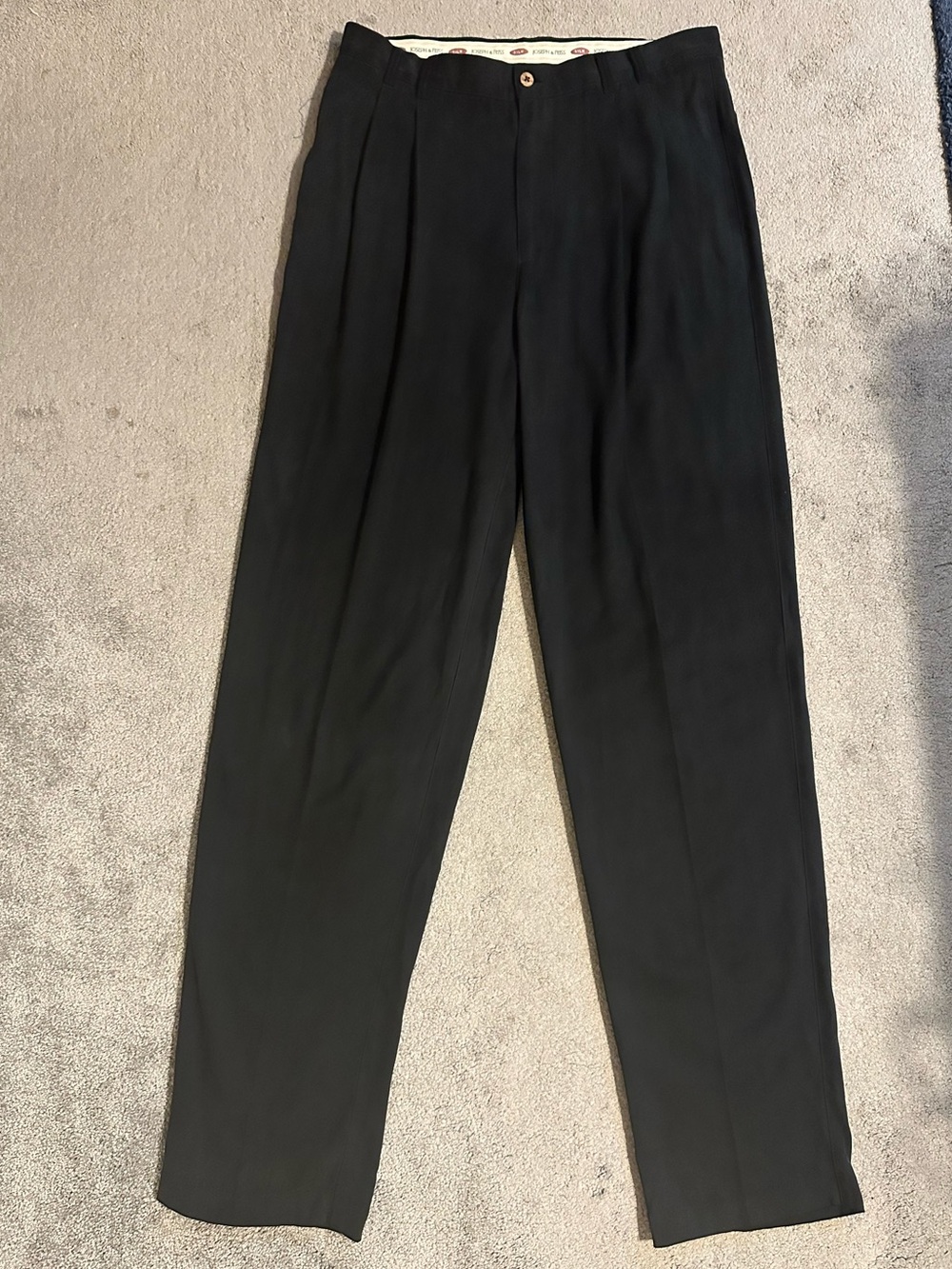 Joseph and Feiss 100% Silk Trousers Mens Size 33 Black Dress Pants Formal